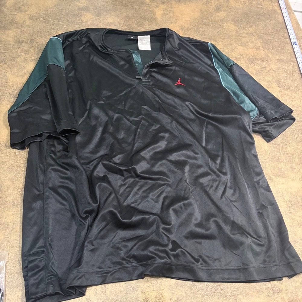 Jordan Warmup Shirt Mens XL Black Green Satin Jumpman Basketball Shooting